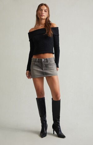 Pacsun Gray Low Rise Denim Micro Mini Skirt | PacSun