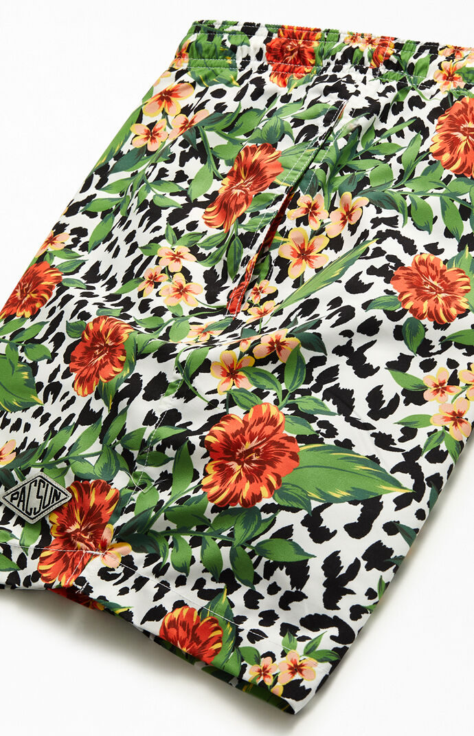 Eco Cheetah Floral 17" Swim Trunks