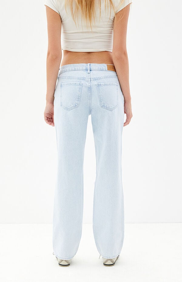 Pacsun Jordyn Low Rise Straight Leg Jeans Ripped Light Indigo