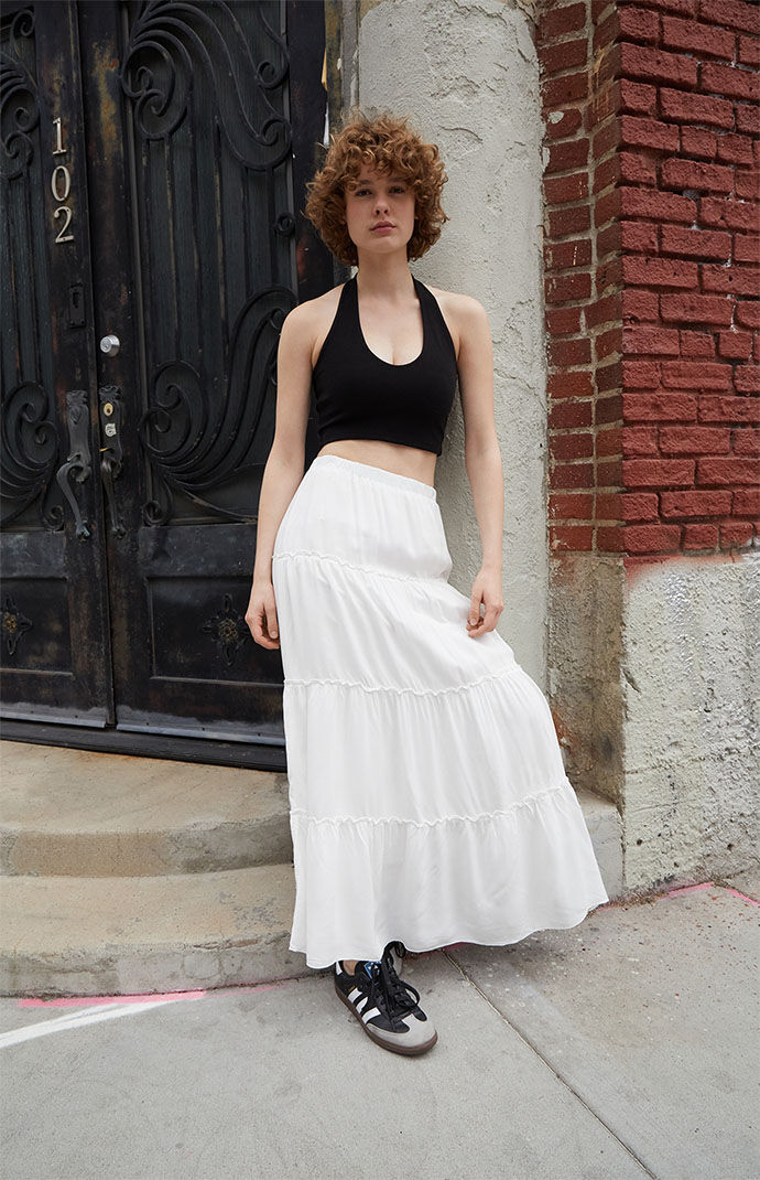 Layered white shop flowy skirt