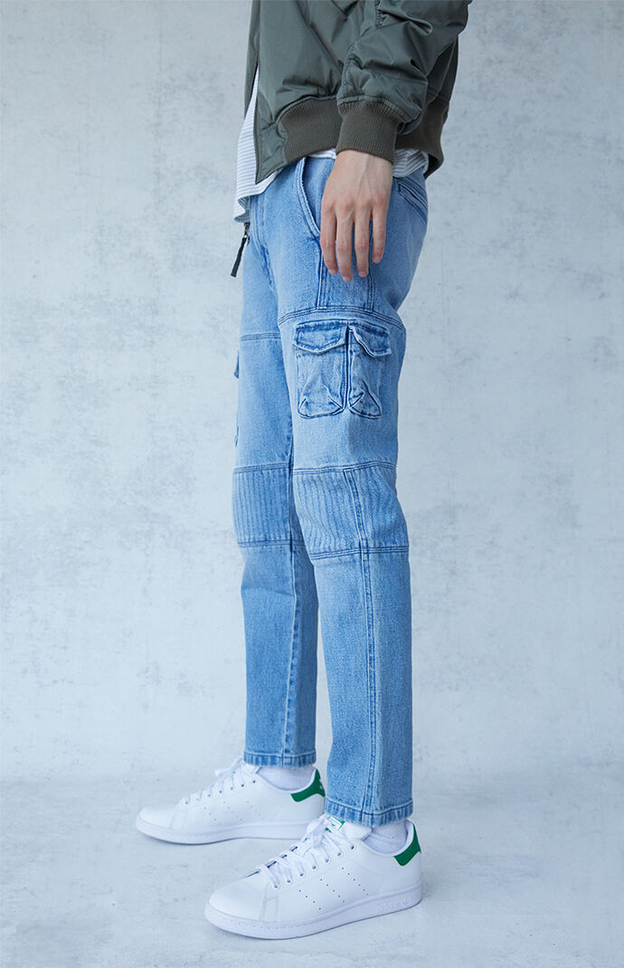 Medium Indigo Skinny Cargo Jeans