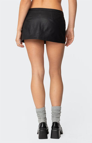 Triple Belt Faux Leather Mini Skort image number 5