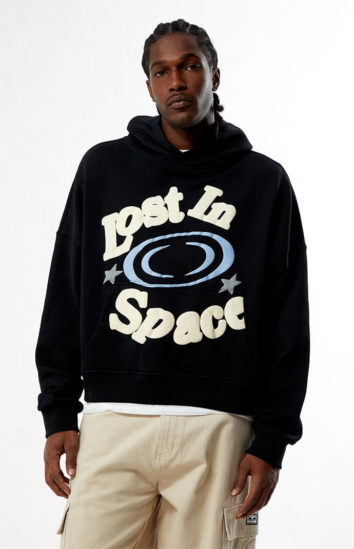 Pacsun Lost Space Puff Graphic Cropped Hoodie