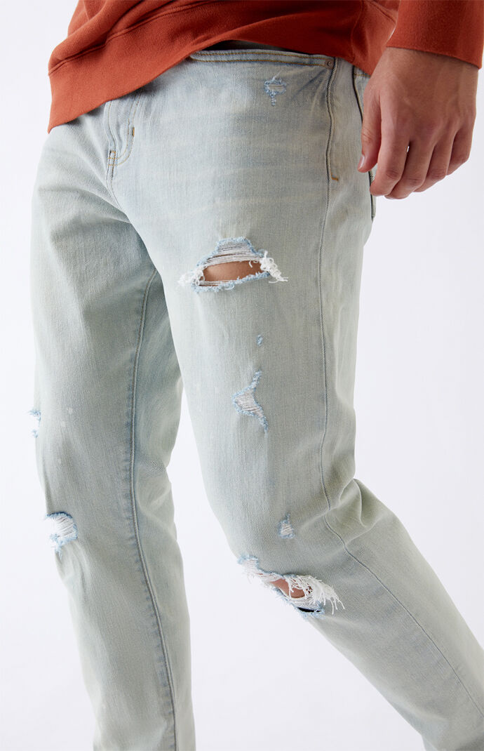 Light Ripped Slim Taper Jeans
