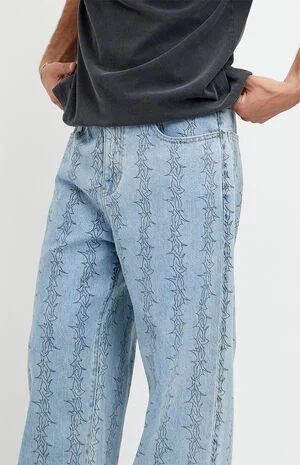 Blake Extreme Baggy Jeans Graphic Light Blue image number 5