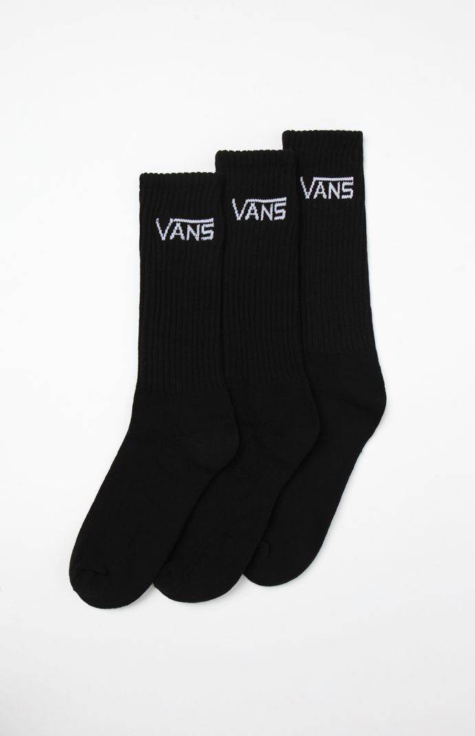 Vans Classic Black Crew Socks 3 Pair Pack at
