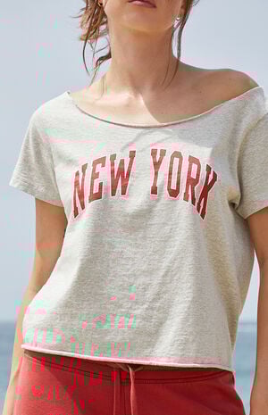 Light Gray New York Robyn Off-The-Shoulder Top image number 2