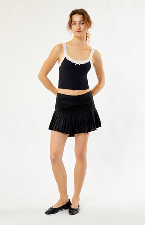 Black Micro Pleated Mini Skirt image number 4