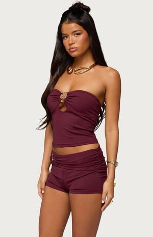 Rusana Swirl Cutout Strapless Top image number 2
