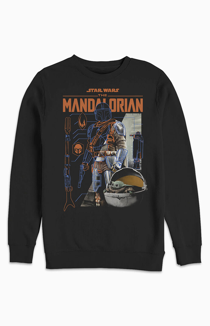 Men's Star Wars: The Mandalorian Crew Neck Sweatshirt In Black - Size Medium