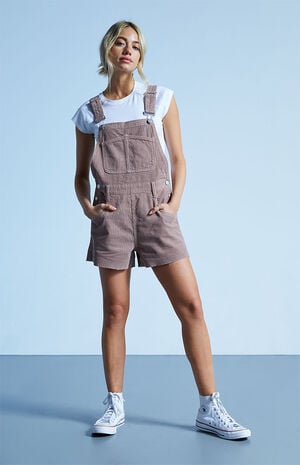 Brown Corduroy Overall Shorts image number 1