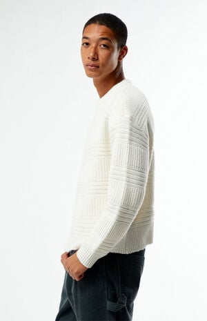 Cream Allan Jacquard Crew Neck Sweater image number 3