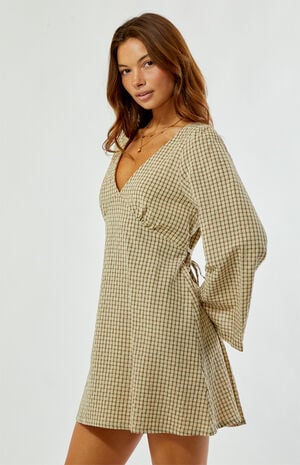 Luca Long Sleeve Checker Mini Dress image number 3