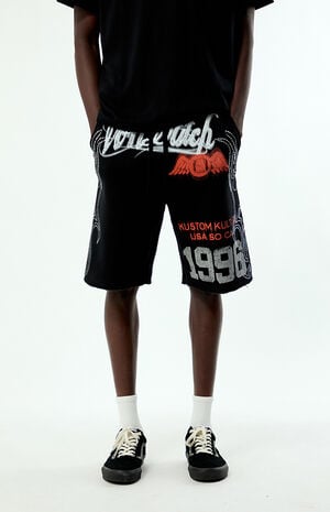 Rhinestone Baggy Fleece Sweat Shorts image number 2