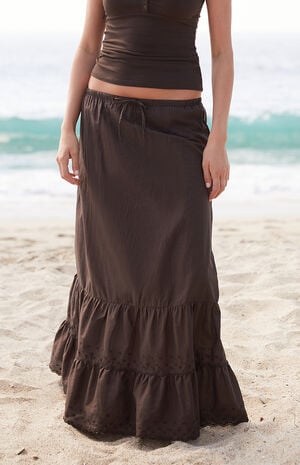 Brown Olive Maxi Skirt image number 1