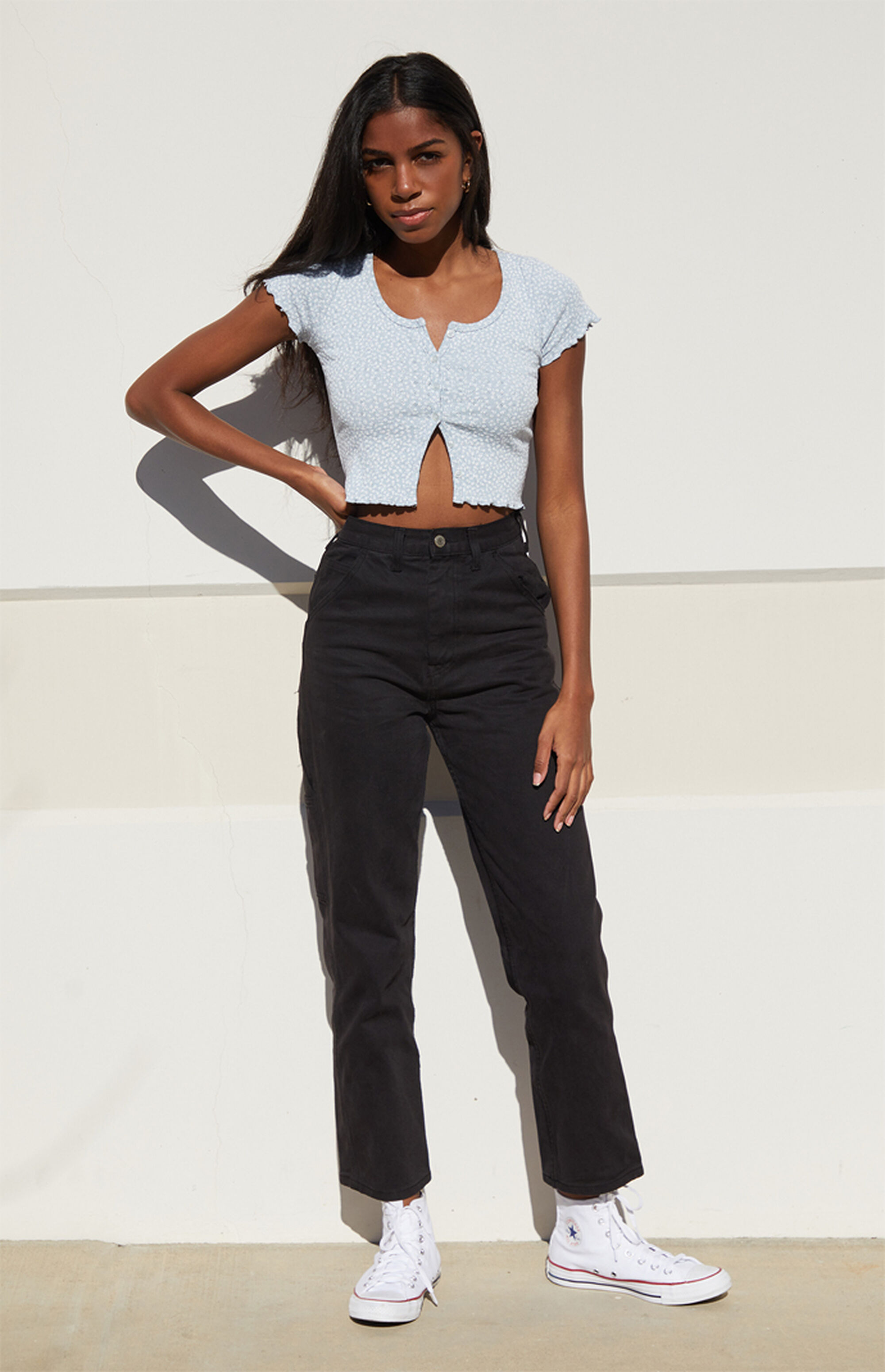 John Galt Light Blue Zelly Top PacSun