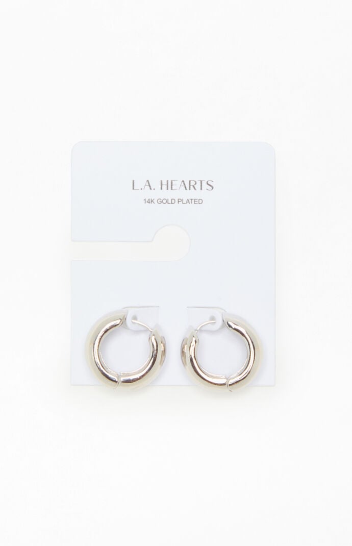 LA Hearts Silver 14K Gold Plated Chunky Hoop Earrings