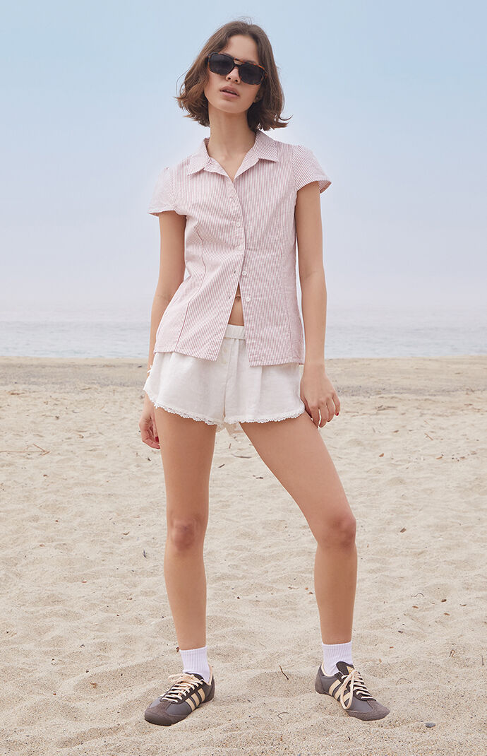 John Galt Striped Rue Collared Top