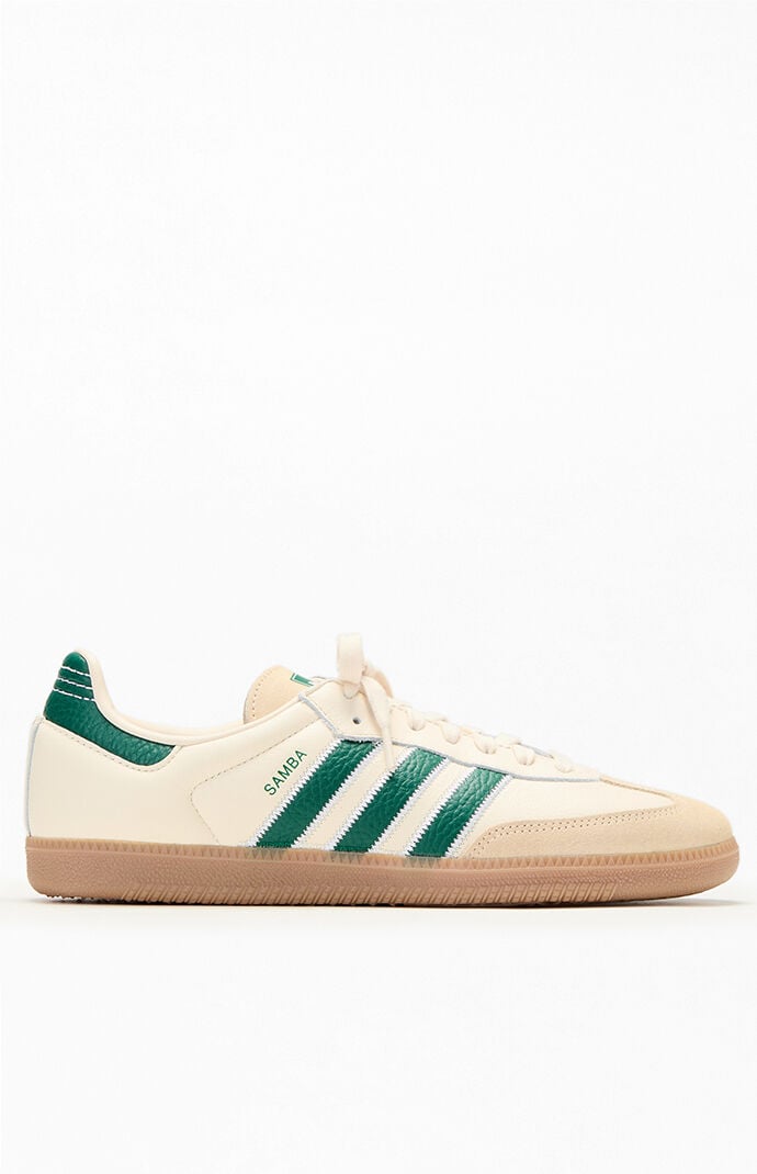 Adidas Samba OG Shoes in White/Green - Size 9.5