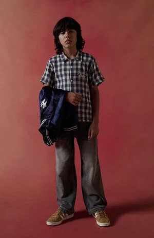 Kids Blue Flannel Work Shirt image number 1