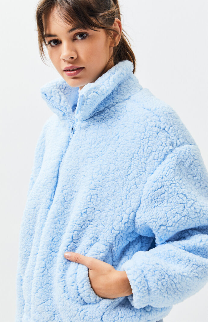 light blue sherpa pullover