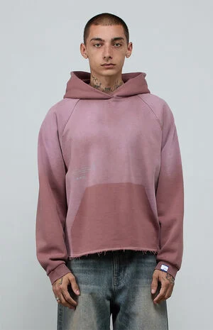 Rose Taupe Vintage Wash Heavyweight Raglan&nbsp;Cutoff&nbsp;Oversized Fleece Hoodie image number 3