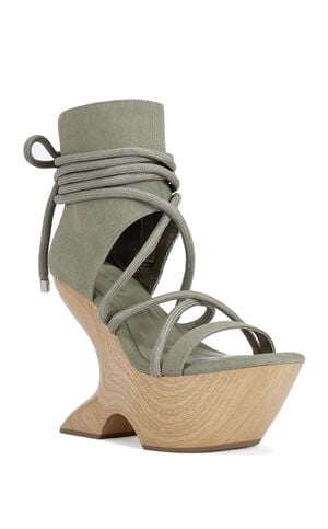 Women's Tiziano Olive Curved Wrap Around Platform Sandals image number 2