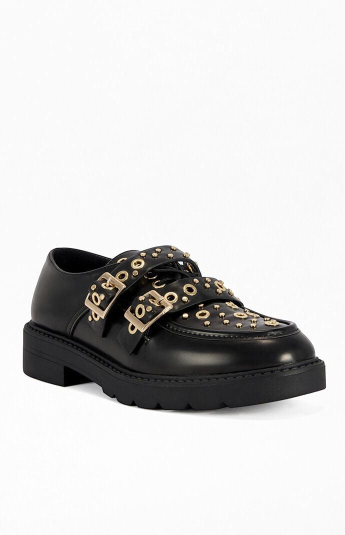 AZALEA WANG Women's Lox Black Grommet Loafers
