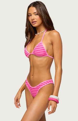 Jayla Striped Triangle Bikini Top image number 2