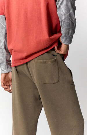 Brown Fleece Baggy Bootcut Sweatpants image number 5