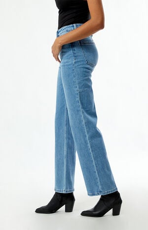 Cherry Stretch High Waisted Straight Leg Jeans image number 3