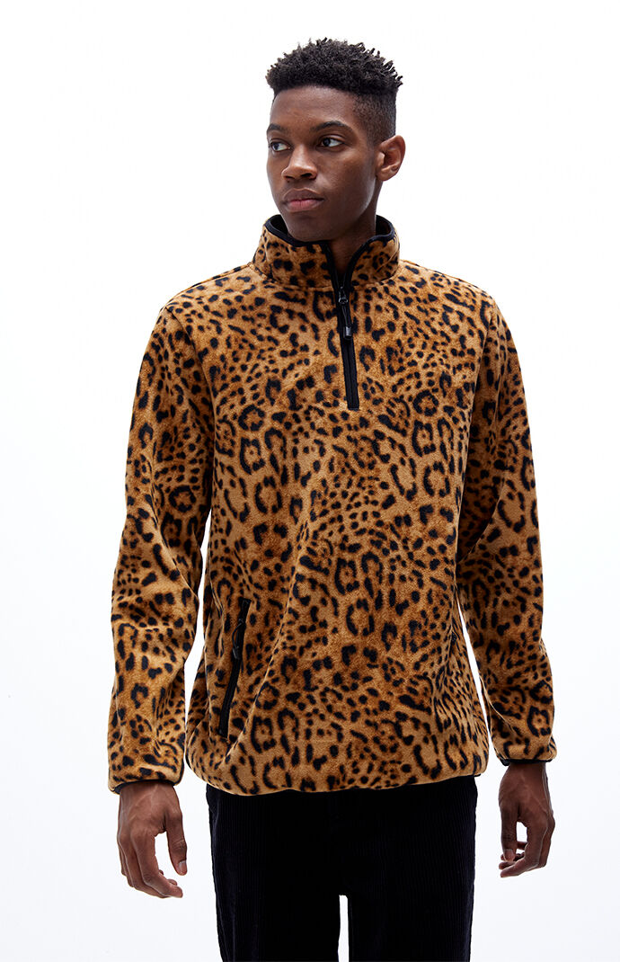PacSun Leopard Half Zip Pullover Sweatshirt PacSun