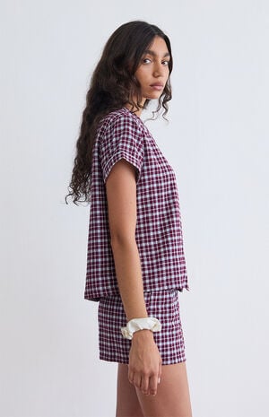Flannel Short Sleeve Pajama Shirt image number 3