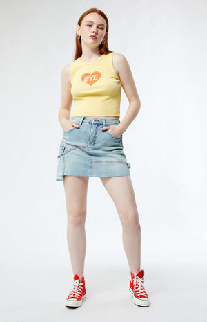 Light Indigo Denim Cargo Mini Skirt image number 4