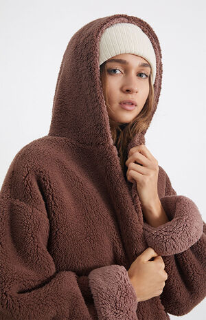 Two-Tone Open Front Sherpa Jacket image number 2