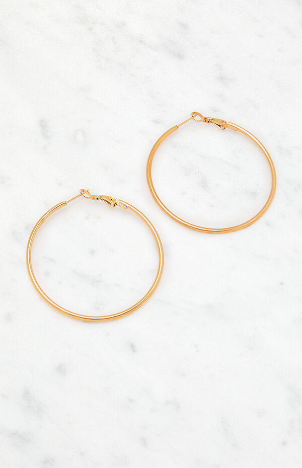 LA Hearts 14K Gold Plated Hoop Earrings