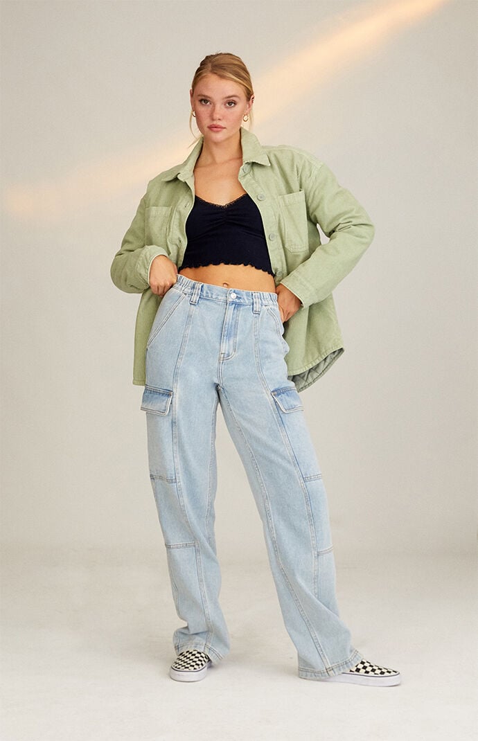 PacSun Light Blue Baggy Elastic Waist 