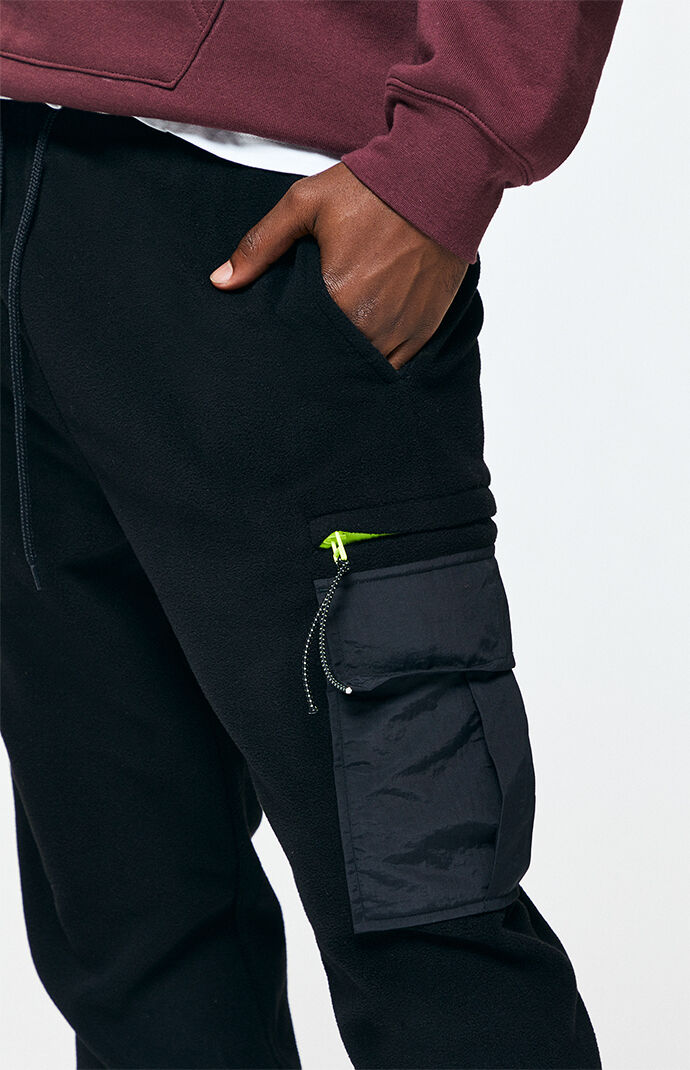black fleece cargo pants