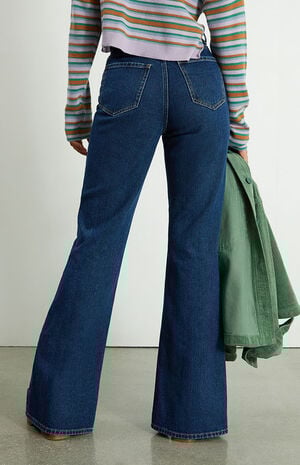 Bengelen Kerstmis vreemd PacSun Dark Blue Slit High Waisted Bootcut Jeans | PacSun