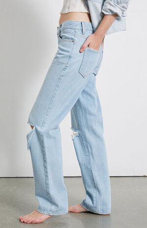 Eco Light Blue Cutout Boyfriend Jeans image number 3