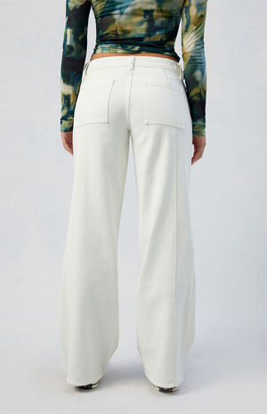 White Paneled Low Rise Baggy Jeans image number 5
