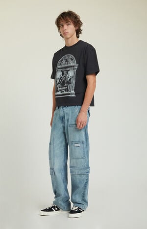 Light Indigo Baggy Carpenter Cargo Jeans image number 1