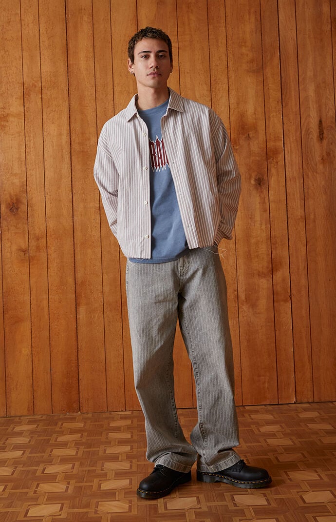 Pacsun Dylan Baggy Jeans Tonal Stripe Gray