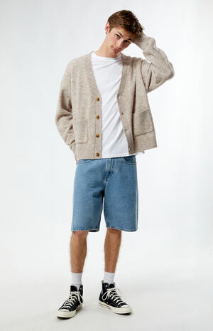 Tan Heathered Cardigan image number 4