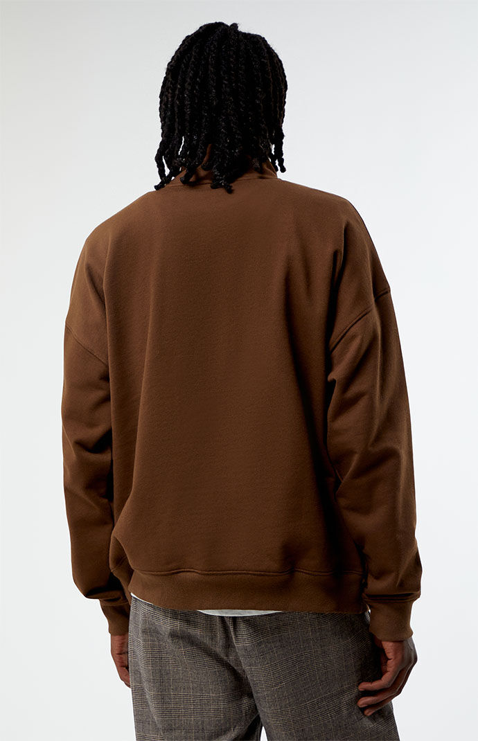Pacsun Eco Brown Solid Quarter Zip Sweatshirt | PacSun