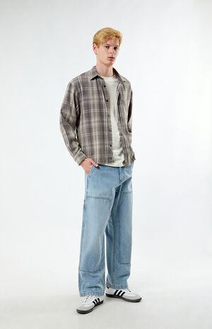 Washed Cropped Flannel Shirt image number 4