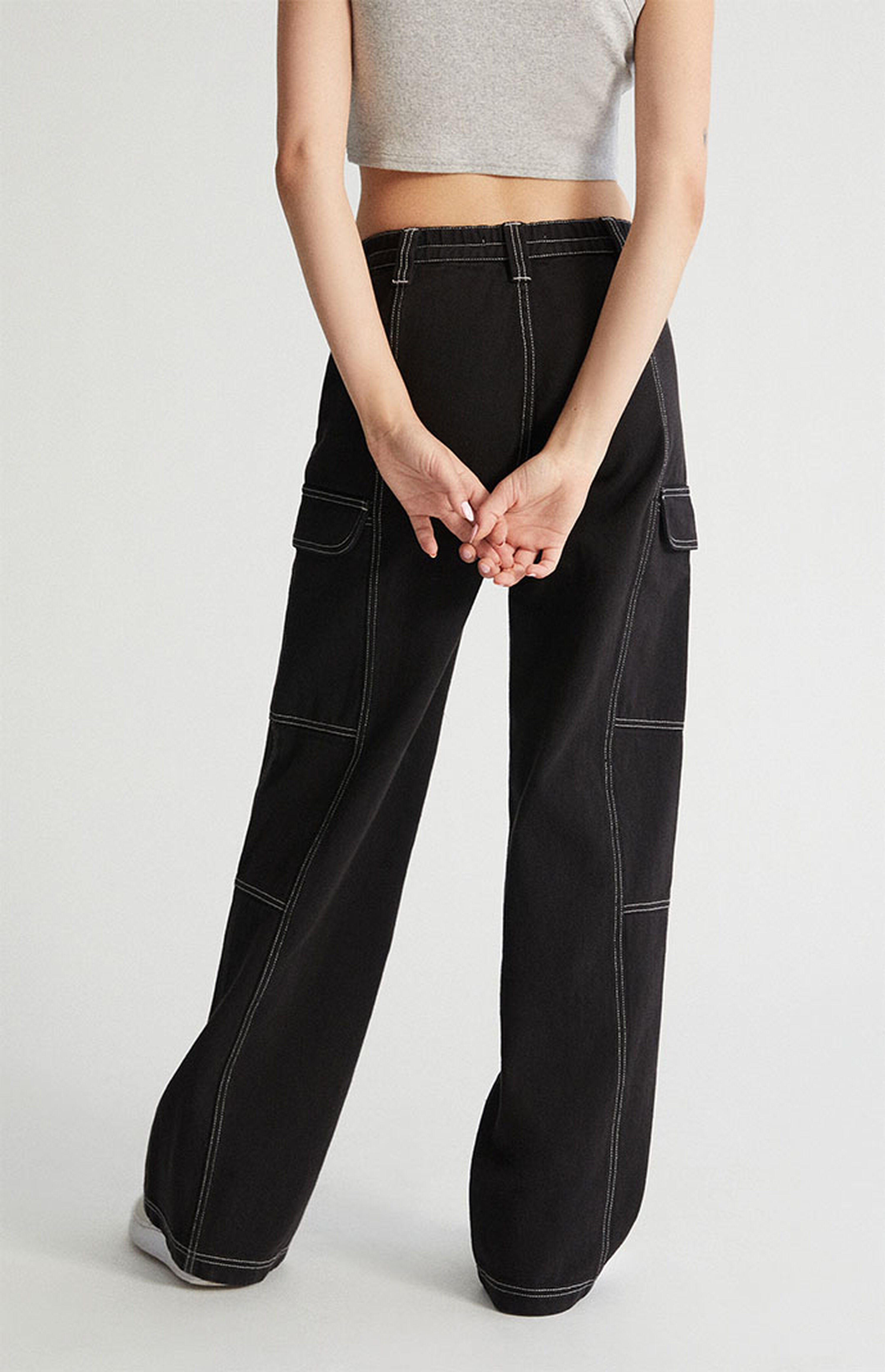 PacSun Black Low Rise Puddle Cargo Pants PacSun
