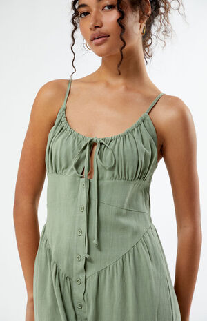 Linen Bustier Midi Dress image number 2
