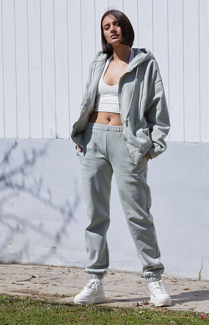 Pale Green Full Zip Hoodie image number 3