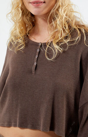 Ribbed Mixed Henley Long Sleeve Top image number 2